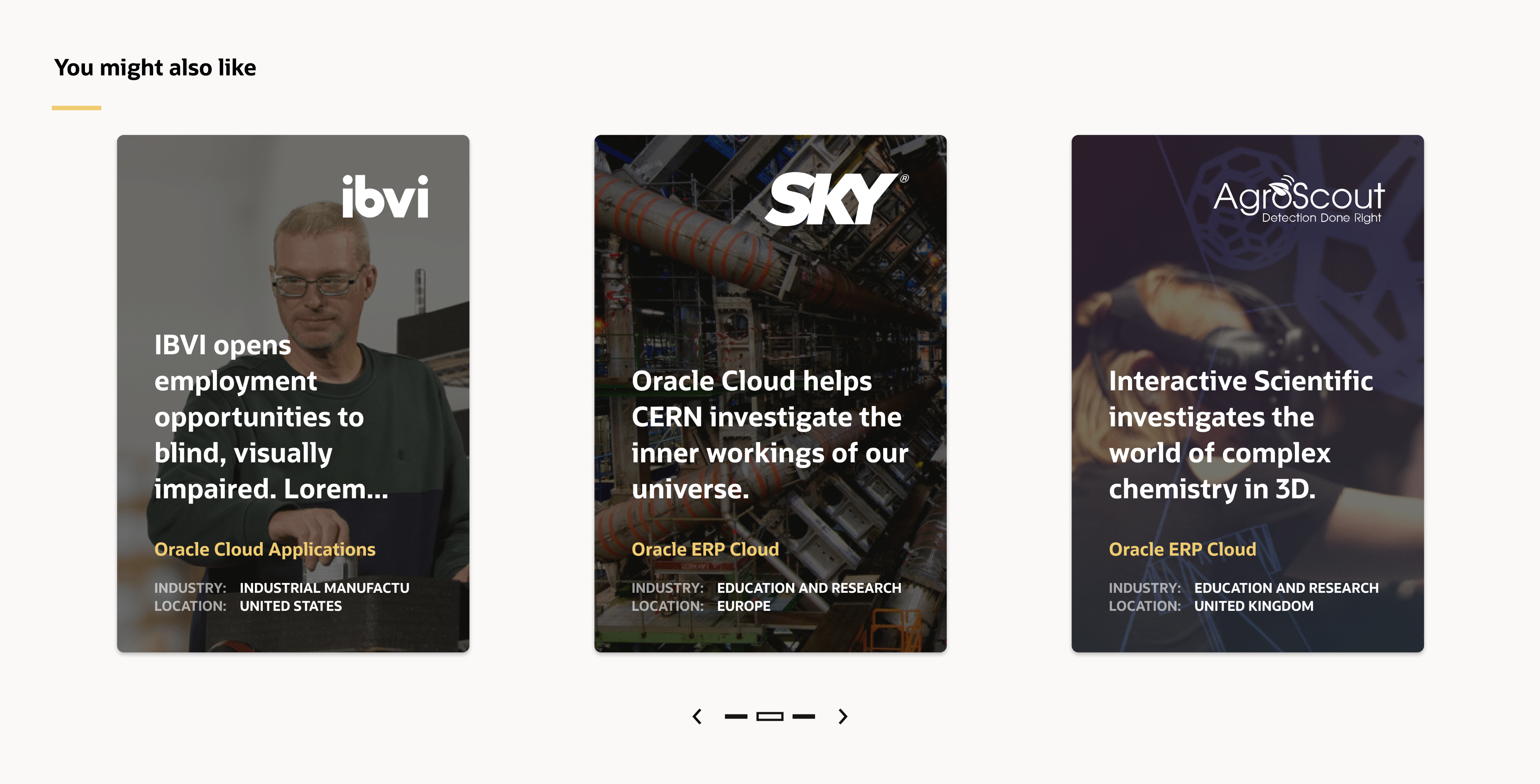 A row of customer story cards using different spacing and heading styles