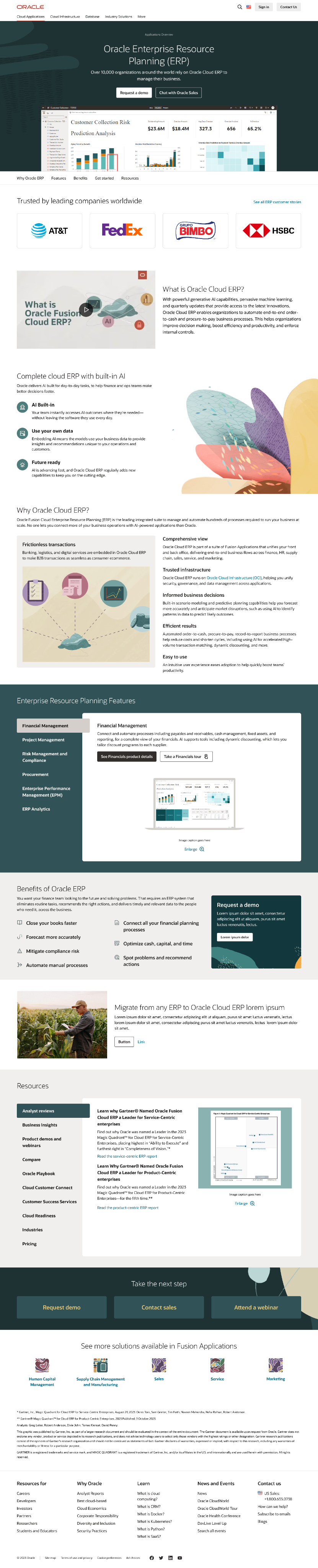 The redesigned Oracle.com customer experience page
