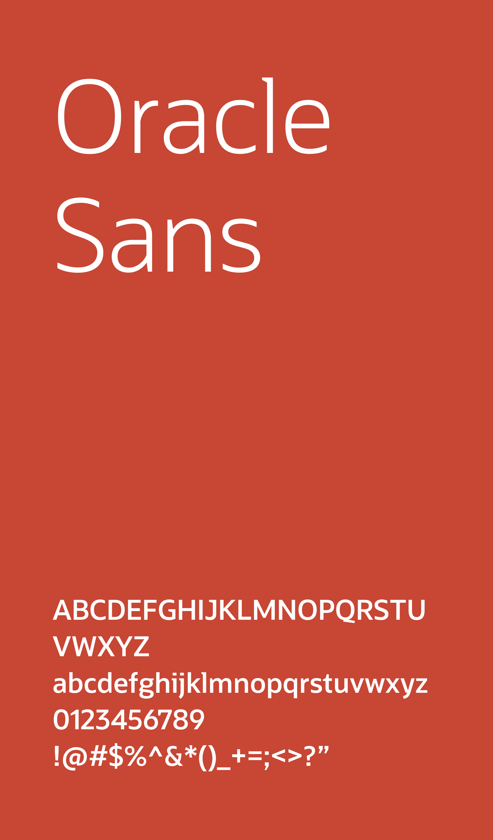 A specimen of the Oracle Sans typeface